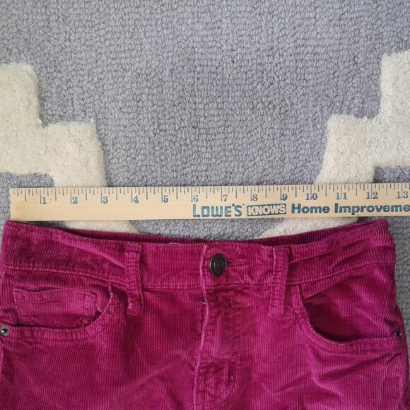 Current/Elliott High Waist Stiletto Cords In Aster Size 26 Magenta Crop Skinny - Picture 5 of 12